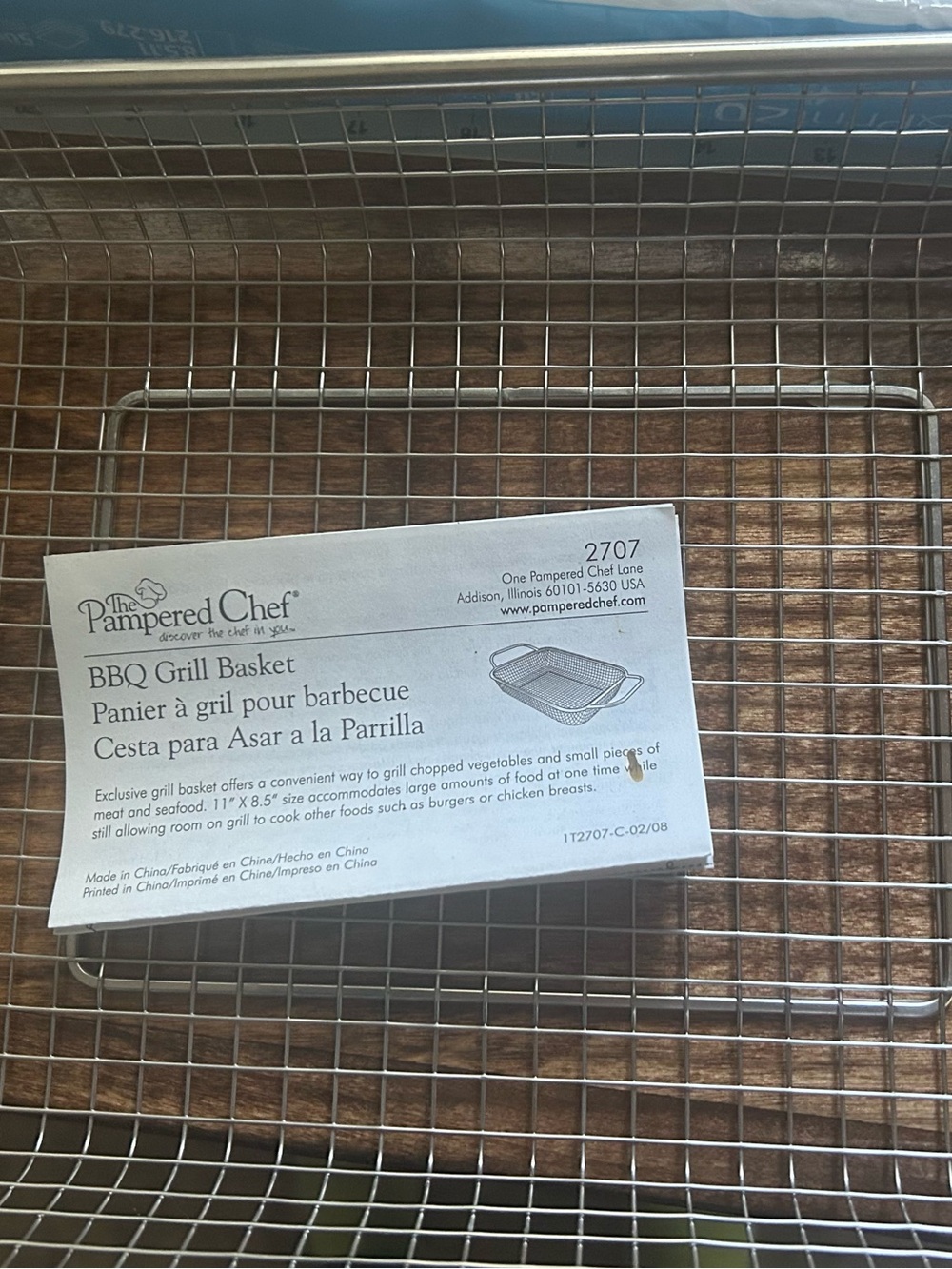 New The Pampered Chef Stainless Steel BBQ Grill Basket - Silver